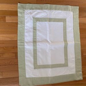 Pottery Barn sage green and off white linen standards size shams set of 2